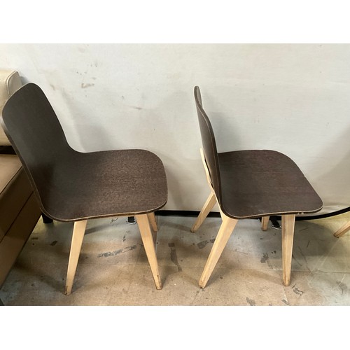 457 - SET OF SIX BROWN WOODEN CAFE CHAIRS