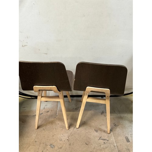 457 - SET OF SIX BROWN WOODEN CAFE CHAIRS