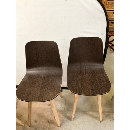 457 - SET OF SIX BROWN WOODEN CAFE CHAIRS