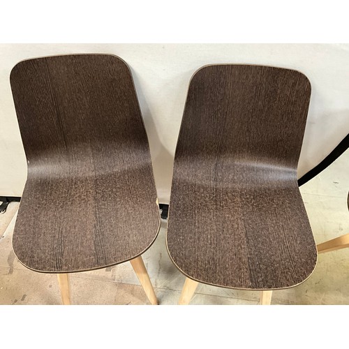 457 - SET OF SIX BROWN WOODEN CAFE CHAIRS