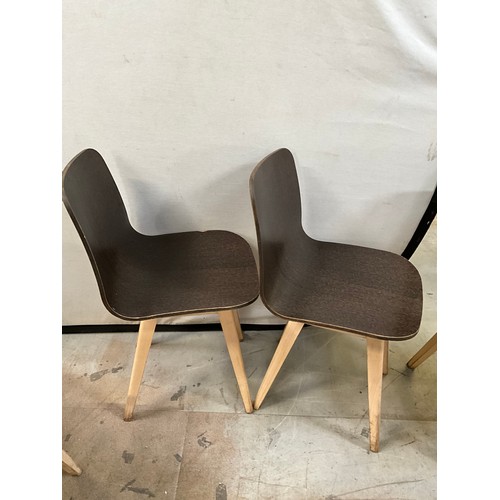 457 - SET OF SIX BROWN WOODEN CAFE CHAIRS