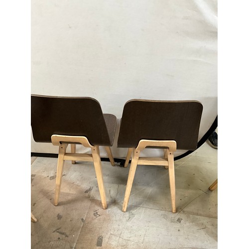 457 - SET OF SIX BROWN WOODEN CAFE CHAIRS