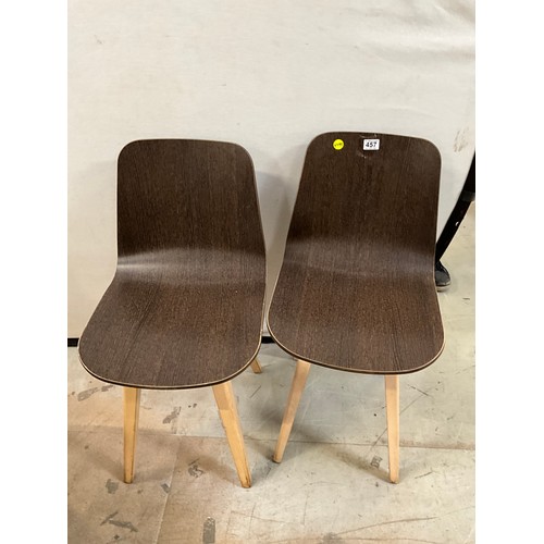 457 - SET OF SIX BROWN WOODEN CAFE CHAIRS