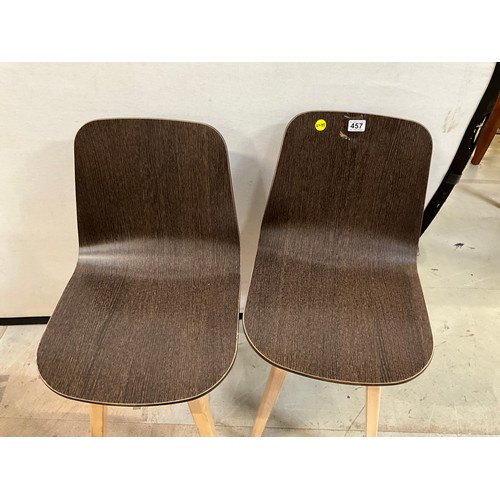 457 - SET OF SIX BROWN WOODEN CAFE CHAIRS