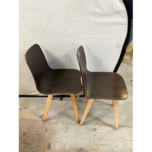 457 - SET OF SIX BROWN WOODEN CAFE CHAIRS