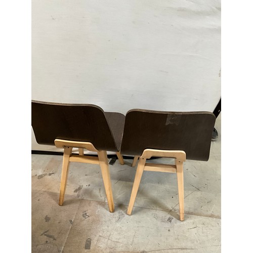 457 - SET OF SIX BROWN WOODEN CAFE CHAIRS