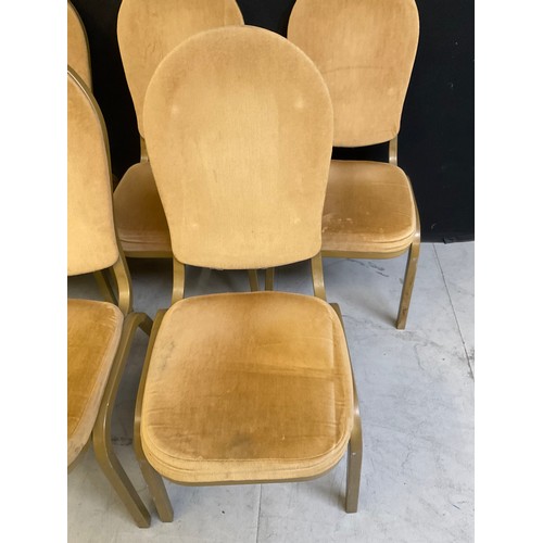 452 - ELEVEN GOLD COLOURED STACKABLE THEATRE/FUNCTION CHAIRS