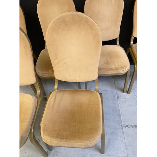 452 - ELEVEN GOLD COLOURED STACKABLE THEATRE/FUNCTION CHAIRS