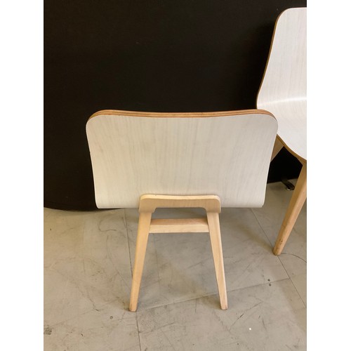 453 - SIX WHITE WOODEN CAFE CHAIRS