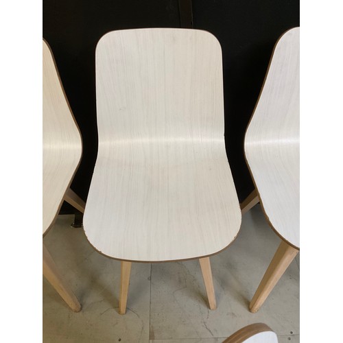 453 - SIX WHITE WOODEN CAFE CHAIRS