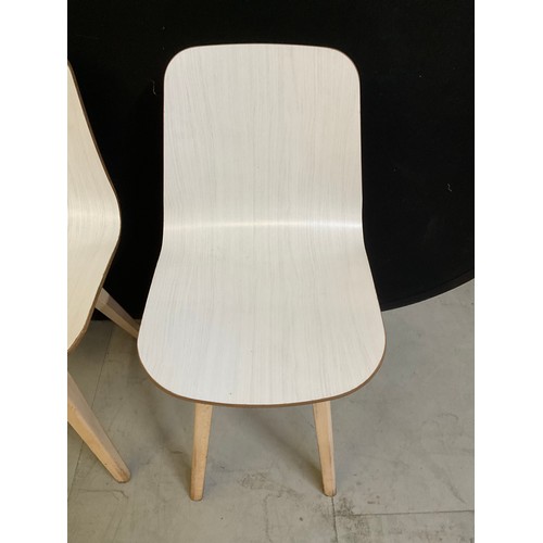 453 - SIX WHITE WOODEN CAFE CHAIRS