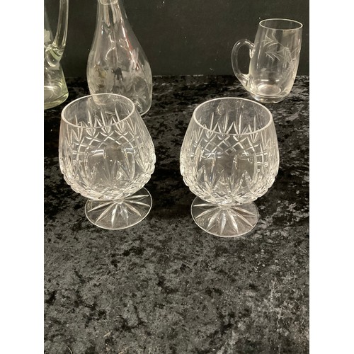 8 - TWO BOXES OF GLASSWARE TO INCLUDE VASES,JUGS,DRINKING GLASSES ETC