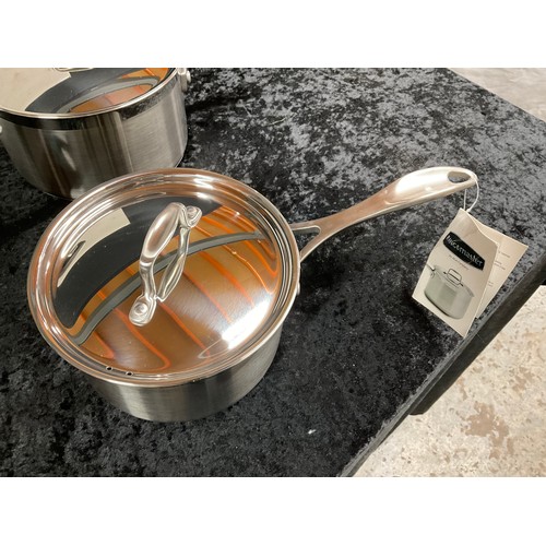 15 - BRAND NEW IN BOX RANGEMASTER SET OF THREE STAINLESS STEEL SAUCEPANS