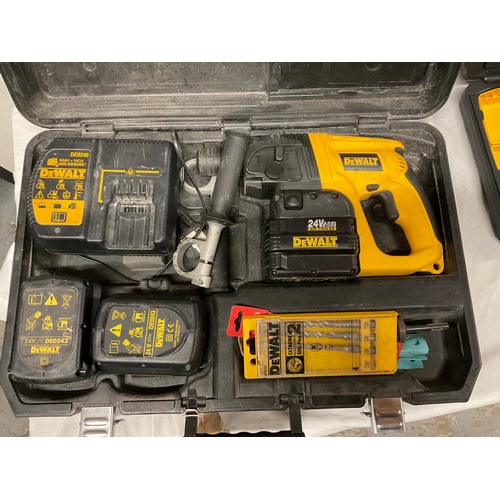 10 - DEWALT 24V HAMMER DRILL IN CASE AND CASE OF DEWALT DRILL BITS