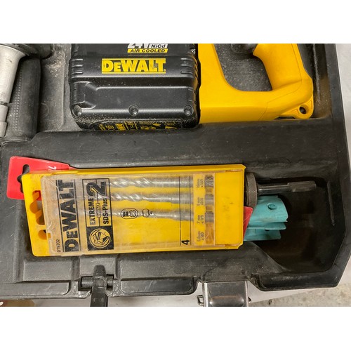 10 - DEWALT 24V HAMMER DRILL IN CASE AND CASE OF DEWALT DRILL BITS