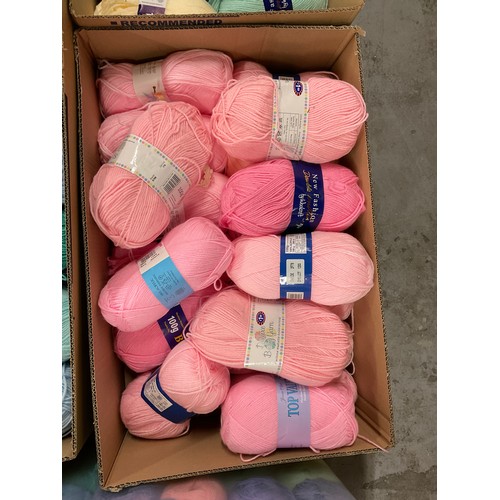 20 - FOUR BOXES AND A PLASTIC CRATE FULL OF BALLS OF WOOL