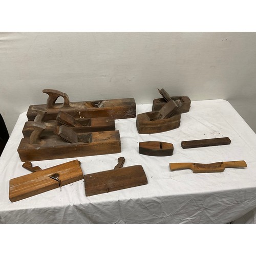 32 - BOX OF VARIOUS VICTORIAN WOODEN PLANES