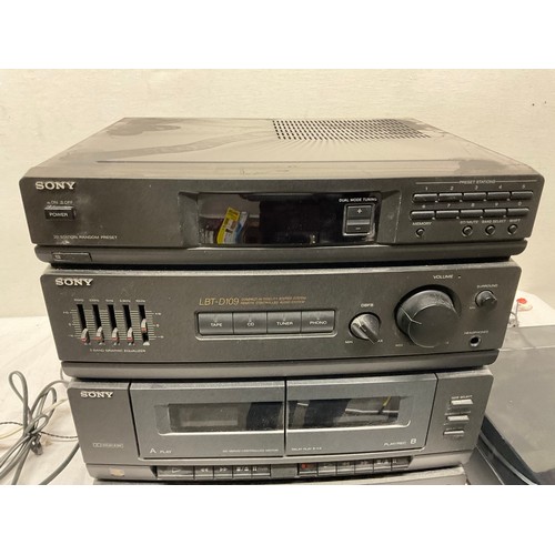 46 - SONY HI-FI TO INCLUDE RECORD DECK, CD,CASSETTE AND TUNER (NO SPEAKERS)