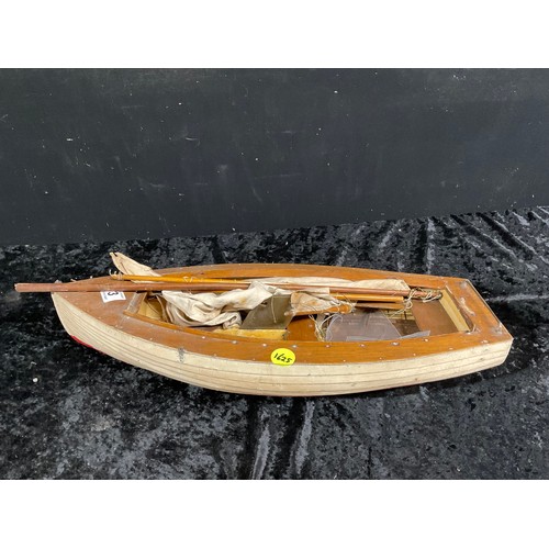 53 - VINTAGE WOODEN MODEL SAILING BOAT A/F L21