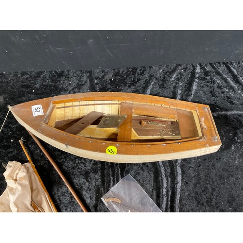 53 - VINTAGE WOODEN MODEL SAILING BOAT A/F L21