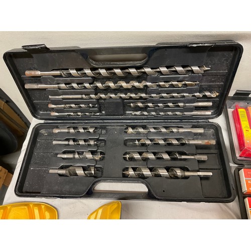 47 - BOX OF TOOLS TO INCLUDE DRILL BIT SETS,MINI GRINDER,STAPLE GUN,POP METER ETC