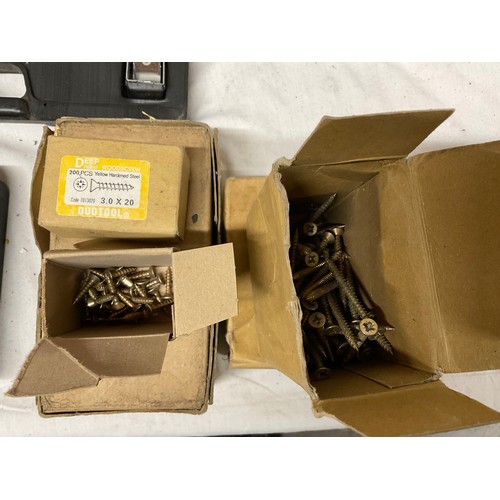 47 - BOX OF TOOLS TO INCLUDE DRILL BIT SETS,MINI GRINDER,STAPLE GUN,POP METER ETC