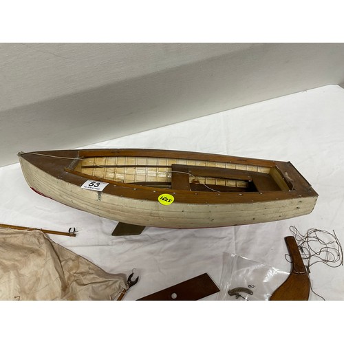 53 - VINTAGE WOODEN MODEL SAILING BOAT A/F L21