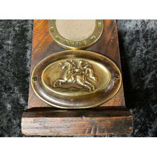 76 - VINTAGE ROSEWOOD BOX WITH BRASS PLAQUE TO TOP ALONG WITH A POCKET WATCH HOLDER