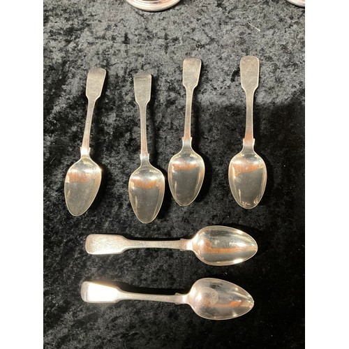 95 - SELECTION OF PLATED ITEMS TO INCLUDE TWO SILVER SPOONS,NAPKIN RINGS, WINE COASTER ETC