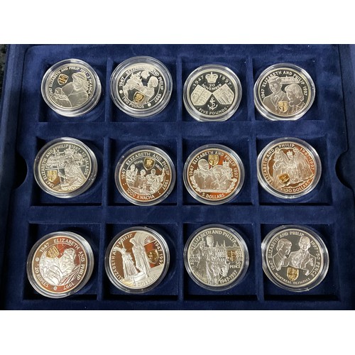 96 - GOLDEN WEDDING ANNIVERSARY SILVER PROOF COIN COLLECTION IN PRESENTION CASE WITH ORIGINAL CERTIFICATE... 