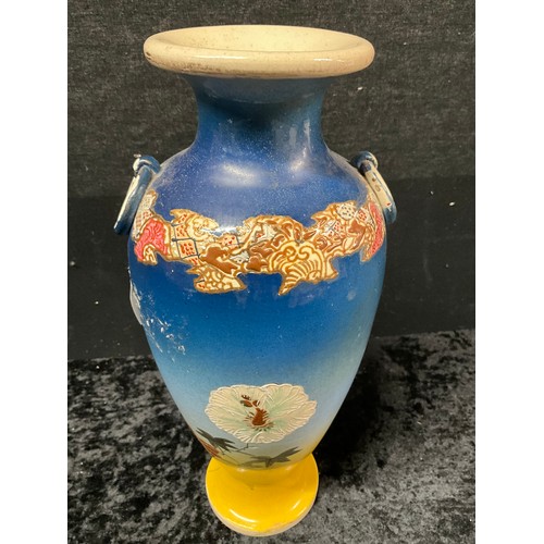 99 - PAIR OF ORIENTAL STYLE VASES DECORATED WITH FLOWERS H12