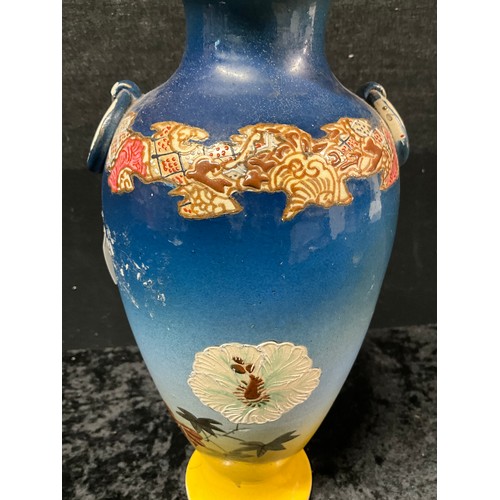 99 - PAIR OF ORIENTAL STYLE VASES DECORATED WITH FLOWERS H12