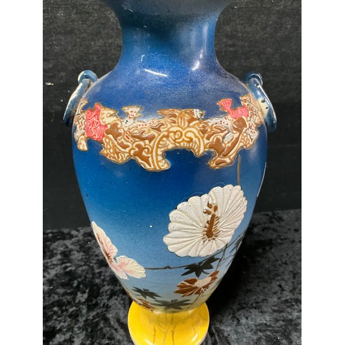 99 - PAIR OF ORIENTAL STYLE VASES DECORATED WITH FLOWERS H12