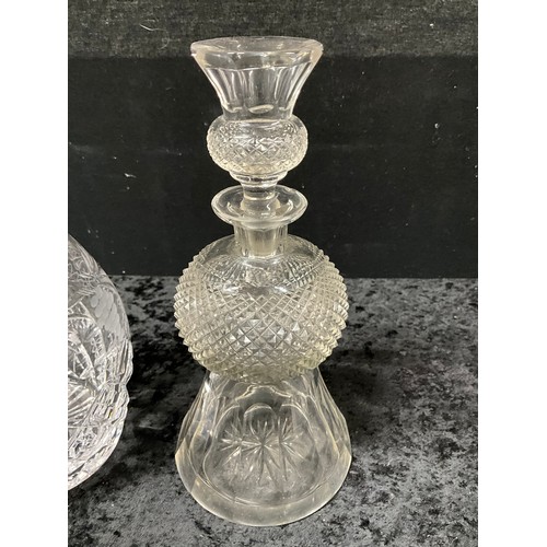 101 - FOUR VINTAGE DECANTERS TO INCLUDE ONE OF THISTLE DESIGN