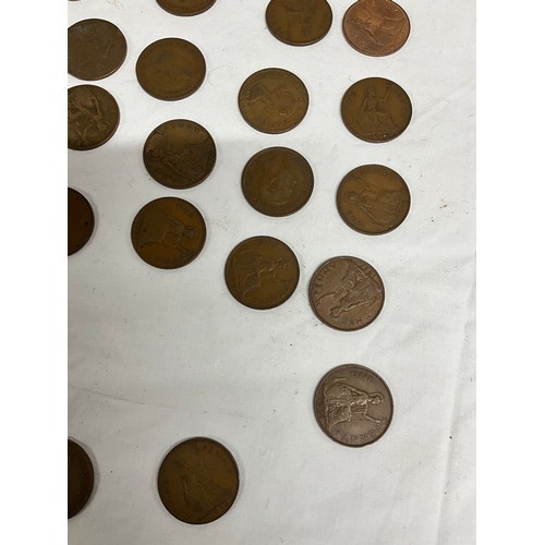 119 - BOX OF COINS CONSISTING MOSTLY OF COPPER PENNIES