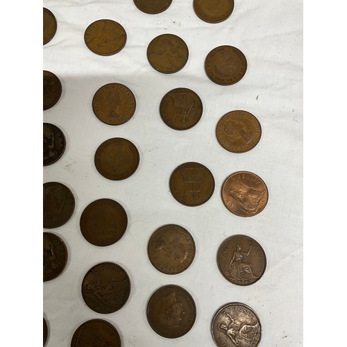 119 - BOX OF COINS CONSISTING MOSTLY OF COPPER PENNIES