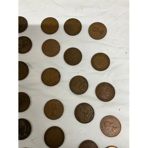 119 - BOX OF COINS CONSISTING MOSTLY OF COPPER PENNIES