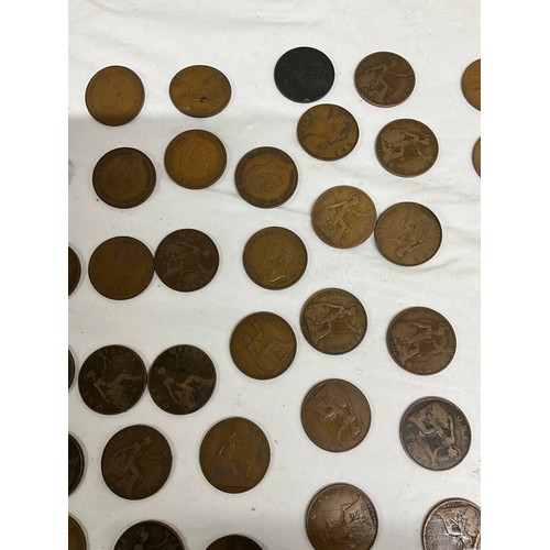 119 - BOX OF COINS CONSISTING MOSTLY OF COPPER PENNIES