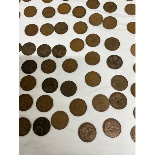 119 - BOX OF COINS CONSISTING MOSTLY OF COPPER PENNIES