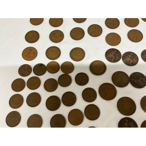 119 - BOX OF COINS CONSISTING MOSTLY OF COPPER PENNIES