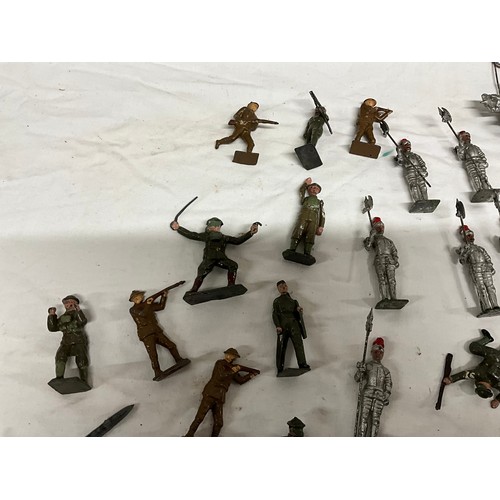 124 - TWO BOXES OF VINTAGE LEAD TOYS TO INCLUDE SOLDIERS AND NORTH AMERICAN INDIANS