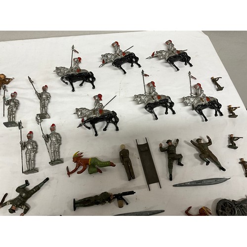 124 - TWO BOXES OF VINTAGE LEAD TOYS TO INCLUDE SOLDIERS AND NORTH AMERICAN INDIANS