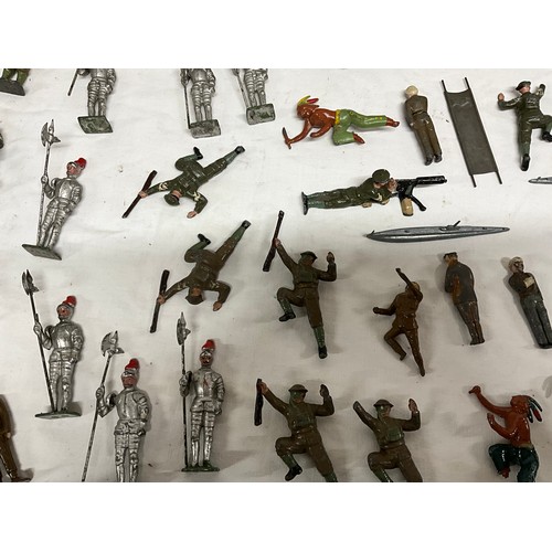 124 - TWO BOXES OF VINTAGE LEAD TOYS TO INCLUDE SOLDIERS AND NORTH AMERICAN INDIANS