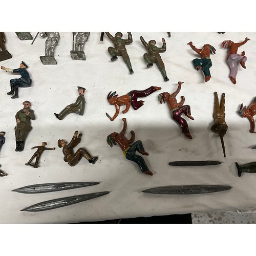 124 - TWO BOXES OF VINTAGE LEAD TOYS TO INCLUDE SOLDIERS AND NORTH AMERICAN INDIANS