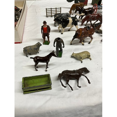 128 - COLLECTION OF BRITIANS LEAD FARMYARD ANIMALS AND ACCESSORIES