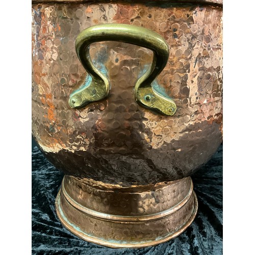 110 - HAMMERED COPPER AND BRASS COAL SCUTTLE H16