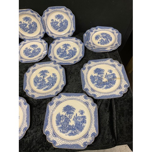 148 - BOX OF VICTORIAN BLUE AND WHITE CERAMICS TO INCLUDE FEASANT MEAT PLATE ETC