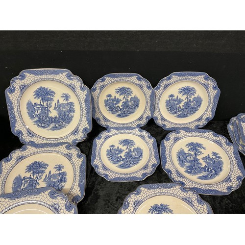 148 - BOX OF VICTORIAN BLUE AND WHITE CERAMICS TO INCLUDE FEASANT MEAT PLATE ETC