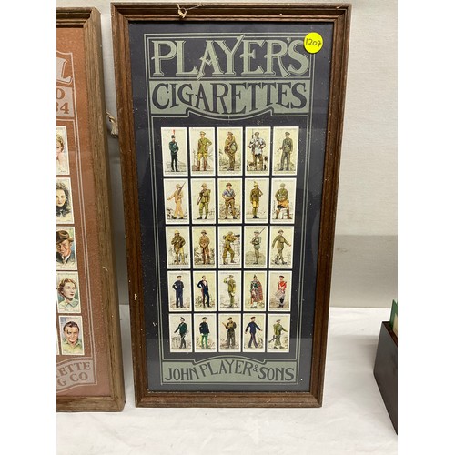 163 - TWO FRAMED SETS OF CIGARETTE CARDS ONE OF FILMSTARS ONE OF SOLDIERS 24” X 12