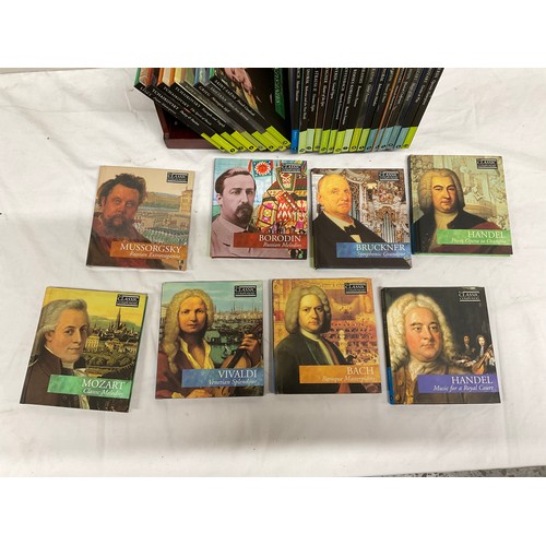 165 - SET OF CLASSIC COMPOSERS CDS ON FITTED WOODEN STAND